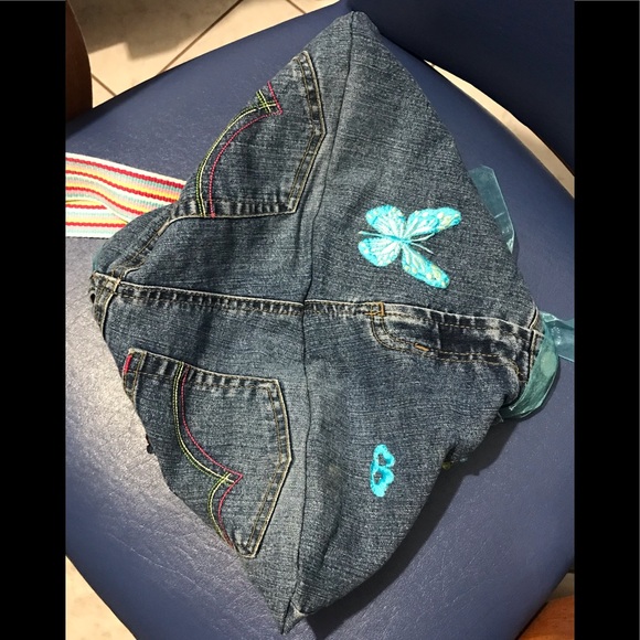 Rare, new, Squeeze Girls denim jean handbag, multicolored strap